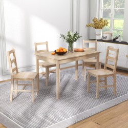 Ruokailuryhmä 5 osaa, mänty, pöytä ja 4 tuolia, 118 x 73 x 75 cm, luonnonpuu