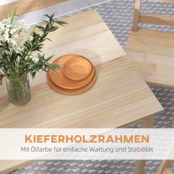 Ruokailuryhmä 5 osaa, mänty, pöytä ja 4 tuolia, 118 x 73 x 75 cm, luonnonpuu