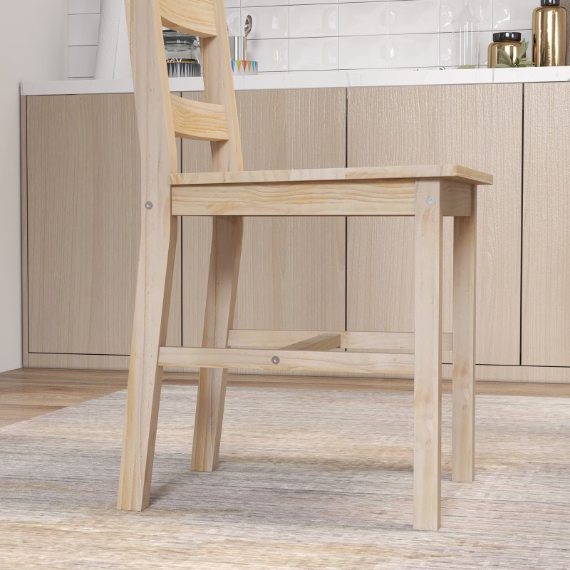 Ruokailuryhmä 5 osaa, mänty, pöytä ja 4 tuolia, 118 x 73 x 75 cm, luonnonpuu