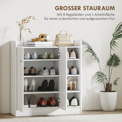 Kenkäkaappi 4 hyllyllä ja ovellisella kaapilla, lastulevy, 83 x 30 x 90 cm, valkoinen