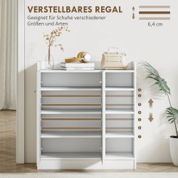 Kenkäkaappi 4 hyllyllä ja ovellisella kaapilla, lastulevy, 83 x 30 x 90 cm, valkoinen