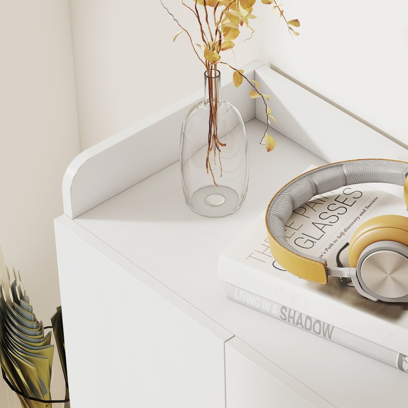 Kenkäkaappi 4 hyllyllä ja ovellisella kaapilla, lastulevy, 83 x 30 x 90 cm, valkoinen