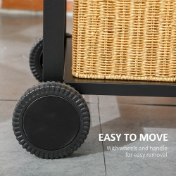 Hiiligrilli savustustoiminnolla, galvanoitu teräs, lämpömittari, pullonavaaja, 120 x 64 x 114 cm, musta