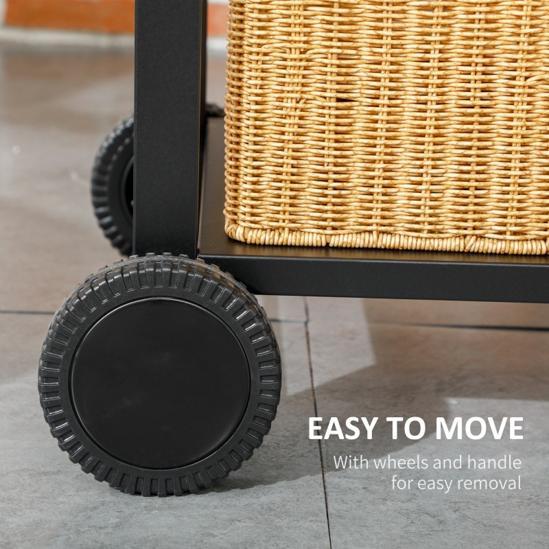 Hiiligrilli savustustoiminnolla, galvanoitu teräs, lämpömittari, pullonavaaja, 120 x 64 x 114 cm, musta