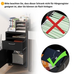 Rullattava apukaappi toimistoon lastulevyä 40 x 35 x 60 cm musta