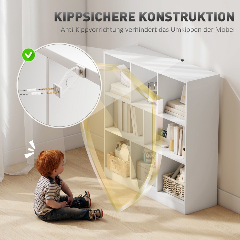 Kirjahylly 3-tasoinen 8 lokeroa 97,5 x 30 x 100 cm valkoinen MDF