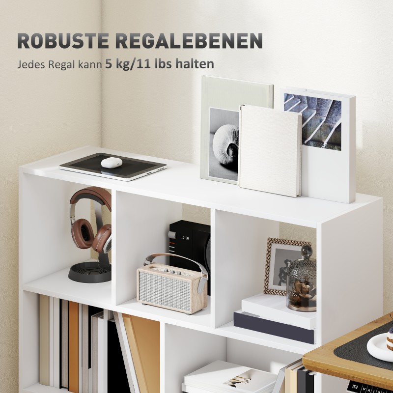 Kirjahylly 3-tasoinen 8 lokeroa 97,5 x 30 x 100 cm valkoinen MDF