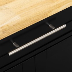 Keittiövaunu maustehyllyllä ja pyyhetelineellä, kumipuu/MDF, 109 x 40 x 89 cm, musta