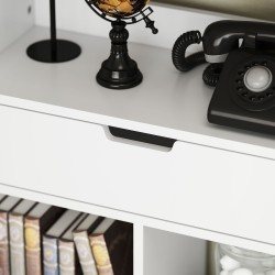 Kirjahylly 9 lokeroa ja laatikko MDF/lastulevy 60 x 26 x 158 cm valkoinen