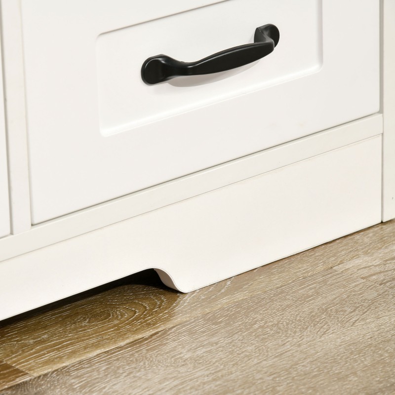 Säilytyskaappi sivupöytä, lastulevy, 4 laatikkoa ja kaappi, 105 x 40 x 76 cm, valkoinen