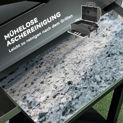 Hiiligrilli kannella ja lämpöritilällä, ruostumaton teräs, tuhka-astia, lämpömittari, 67 x 53 x 55 cm, musta/punainen