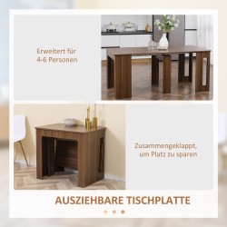 Jatkettava ruokapöytä 60–180 x 85 x 75 cm, ruskea puukuviolla