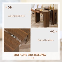 Jatkettava ruokapöytä 60–180 x 85 x 75 cm, ruskea puukuviolla