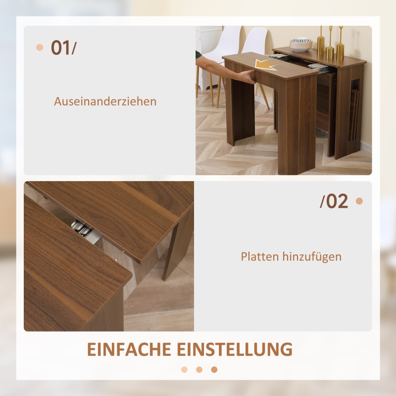 Jatkettava ruokapöytä 60–180 x 85 x 75 cm, ruskea puukuviolla