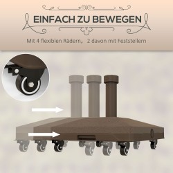 Täytettävä aurinkovarjon jalka pyörillä 20 kg HDPE 45x45 cm ruskea 22–38 mm