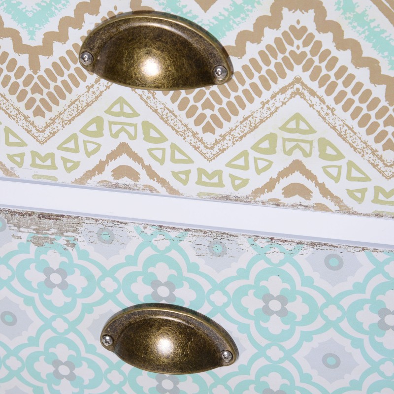 Monivärinen lipasto 5 laatikolla, MDF/mänty, shabby chic, 46 x 34 x 97,5 cm