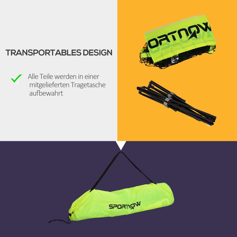 Korkeussäädettävä peliverkko 107–155 cm, 420 cm, sulkapallo/tennis/pickleball/lentopallo, metallirunko, sininen, laukulla