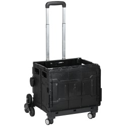 Portaikkovaunu ostoskärry taittuva teleskooppikahva 51 l kantavuus 80 kg musta