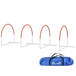 Koiran agility setti 4 osainen muovia 89 x 69 x 99 cm valkoinen oranssi kantokassi mukana