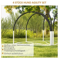 Koiran agility-setti 4 osaa, kantolaukulla, PE/ABS, 89 x 69 x 99 cm, valkoinen/musta
