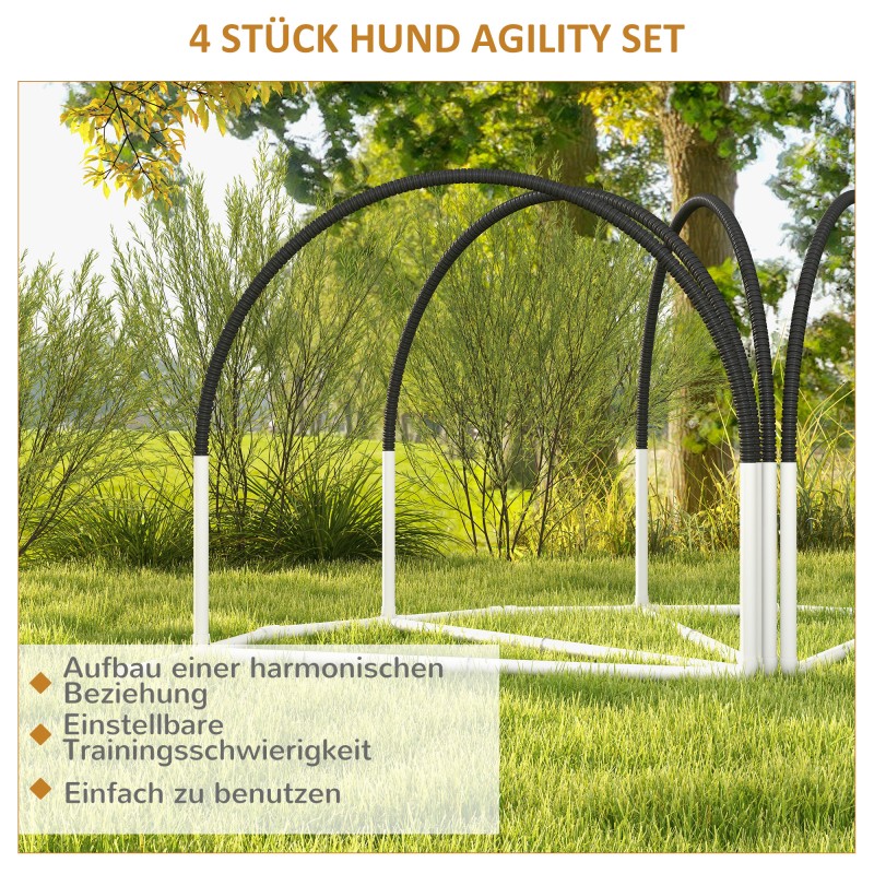 Koiran agility-setti 4 osaa, kantolaukulla, PE/ABS, 89 x 69 x 99 cm, valkoinen/musta