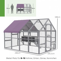Kanala ulkoaitaus 8–12 kanalle kuusipuuta 280 x 185,5 x 188 cm harmaa