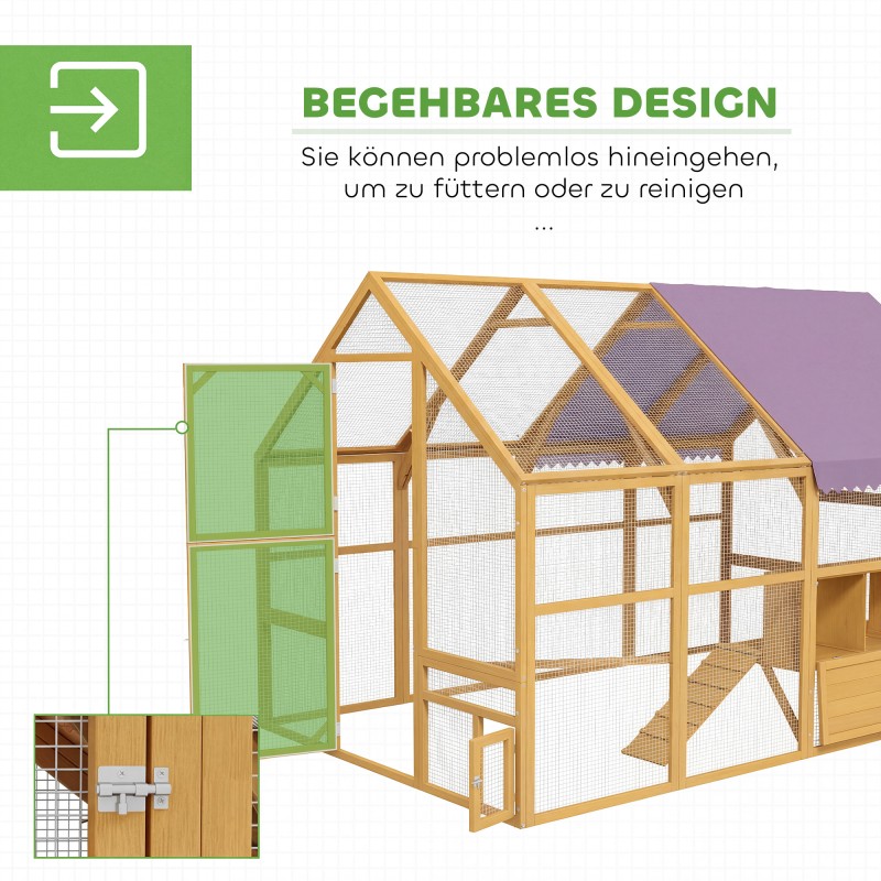 Kanala ulkoaitauksella 8–12 kanalle, puu ja metalli, 280 x 186 x 188 cm, keltainen