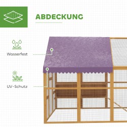 Kanala ulkoaitauksella 8–12 kanalle, puu ja metalli, 280 x 186 x 188 cm, keltainen