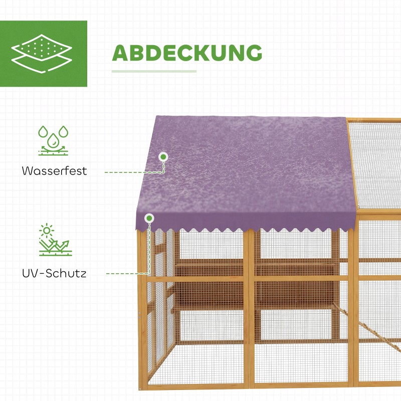 Kanala ulkoaitauksella 8–12 kanalle, puu ja metalli, 280 x 186 x 188 cm, keltainen