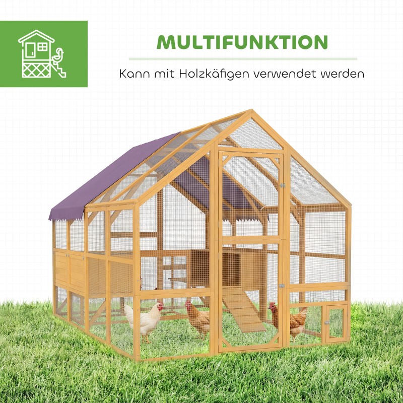 Kanala ulkoaitauksella 8–12 kanalle, puu ja metalli, 280 x 186 x 188 cm, keltainen