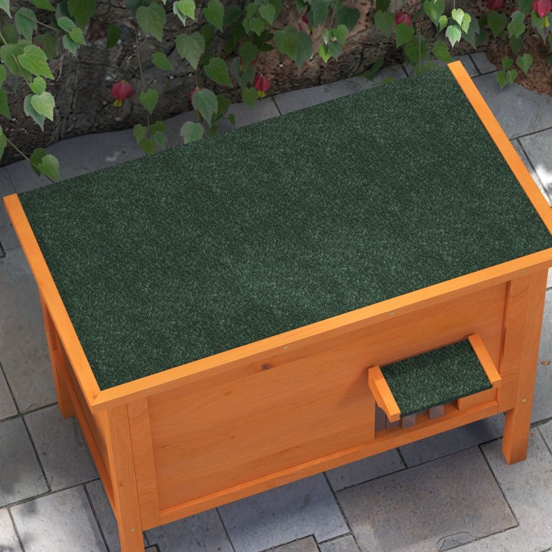 Ulkokäyttöön tarkoitettu eristetty kissamökki, kuusipuu, 85 x 50 x 68,5 cm, oranssi–vihreä