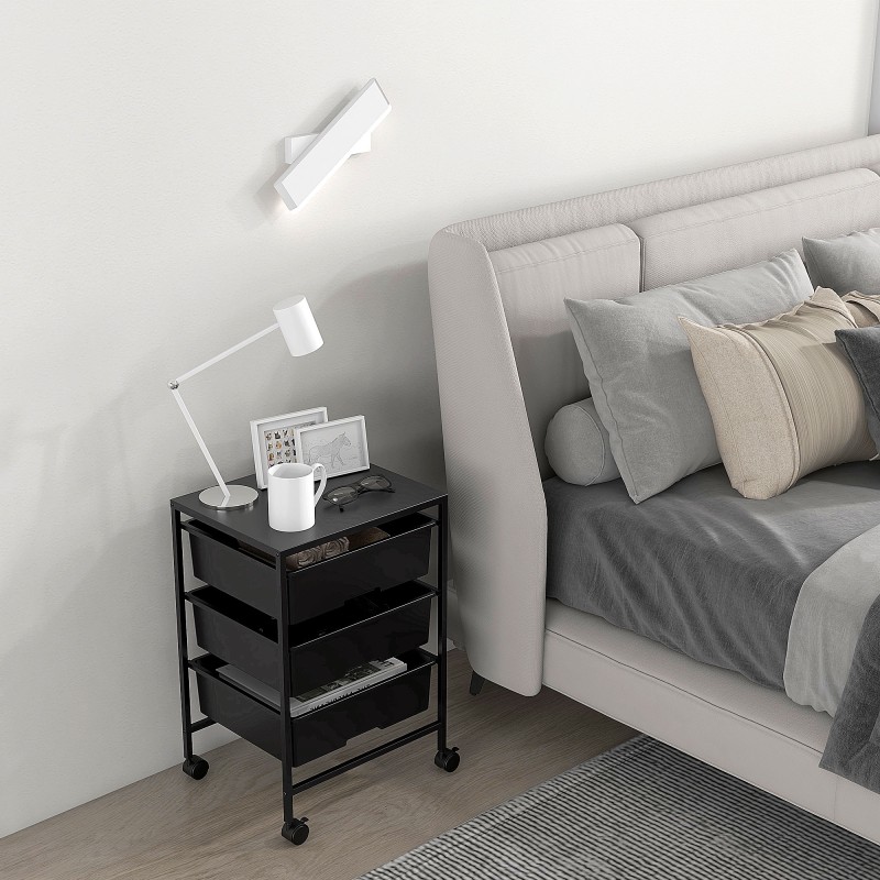 Säilytyskärry pyörillä 3 korilla, teräs ja muovi, 40,8 x 33,5 x 60,5 cm, musta