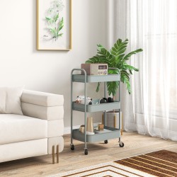 Monikäyttövaunu keittiöön terästä 3 tasoa 45 x 30,6 x 79 cm vaaleansininen