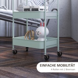 Monikäyttövaunu keittiöön terästä 3 tasoa 45 x 30,6 x 79 cm vaaleansininen