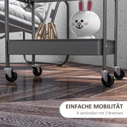 Monikäyttöinen keittiö- ja säilytyskärry terästä 3 tasoa 53,5 x 30,5 x 75 cm tummanharmaa