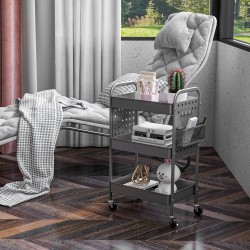 Monikäyttöinen keittiö- ja säilytyskärry terästä 3 tasoa 53,5 x 30,5 x 75 cm tummanharmaa