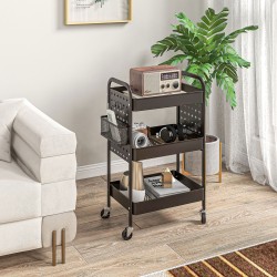 Monikäyttöinen säilytyskärry 3 tasoa teräs 53,5 x 30,5 x 75 cm musta