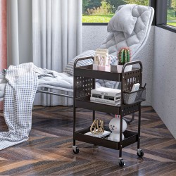 Monikäyttöinen säilytyskärry 3 tasoa teräs 53,5 x 30,5 x 75 cm musta