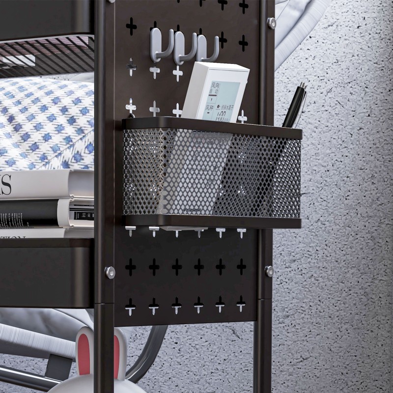 Monikäyttöinen säilytyskärry 3 tasoa teräs 53,5 x 30,5 x 75 cm musta