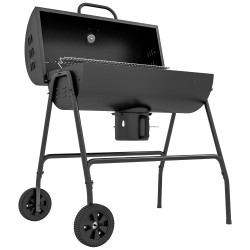 Hiiligrilli metallinen BBQ smoker kannella ja lämpömittarilla 95 x 71 5 x 102 cm musta