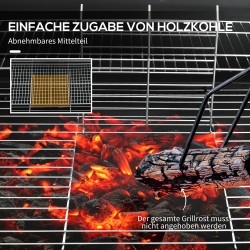 Hiiligrilli metallinen BBQ smoker kannella ja lämpömittarilla 95 x 71,5 x 102 cm musta