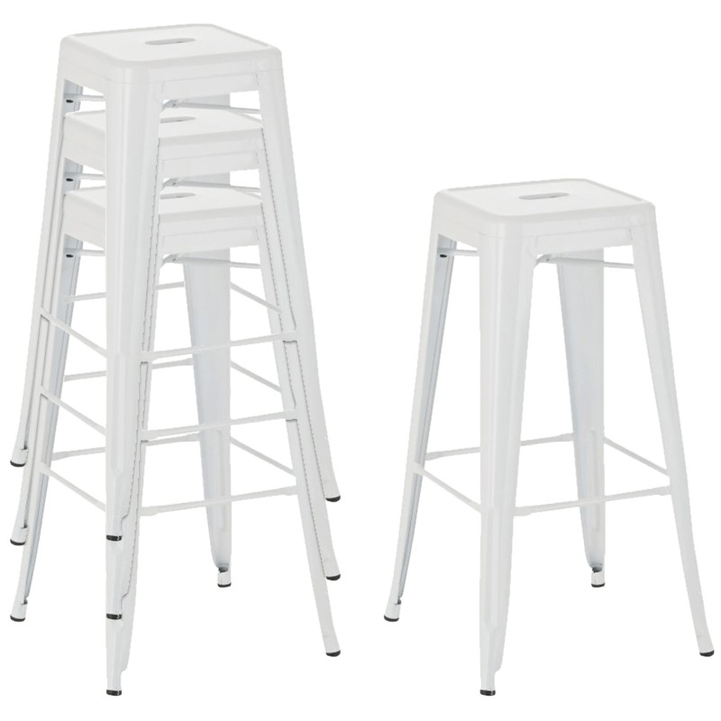 Metallinen pinottava baarijakkara teollisella tyylillä ja jalkatuella