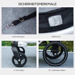 Koiran pyöräkärry ja vaunu 2-in-1, keskikokoisille koirille, alumiini/Oxford, 150 x 68 x 95 cm, vihreä