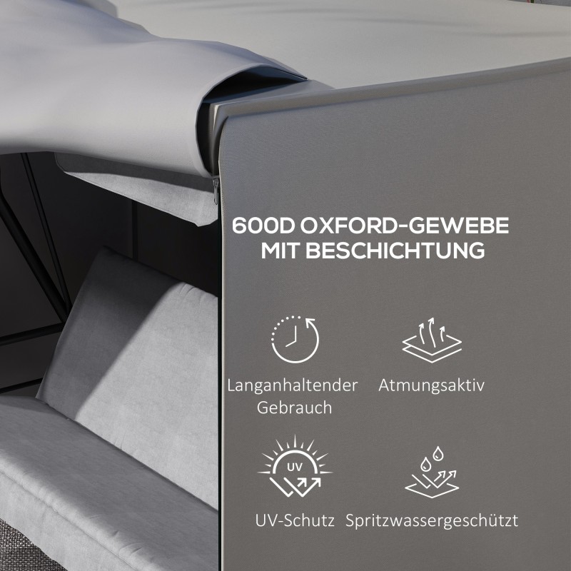 Puutarhakeinun suojapeite, Oxford-polyesteri, Tex-Lock, 205x124x164 cm, harmaa