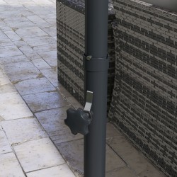 Sivuvarjo terassille, metalli ja polyesteri, Ø3 m, kallistettava ja 360° kääntyvä, tummanharmaa