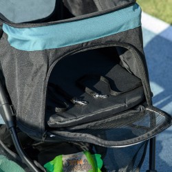 Lemmikkikärry koirille ja kissoille, teräsrunko, enint. 10 kg, kokoontaitettava, sininen/musta