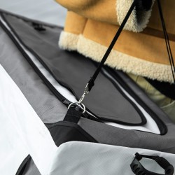 Lemmikkirattaat koirille ja kissoille, taittuva ja irrotettava kuljetusosa, max 10 kg, 81 x 58 x 97,5 cm, musta/harmaa/valkoinen