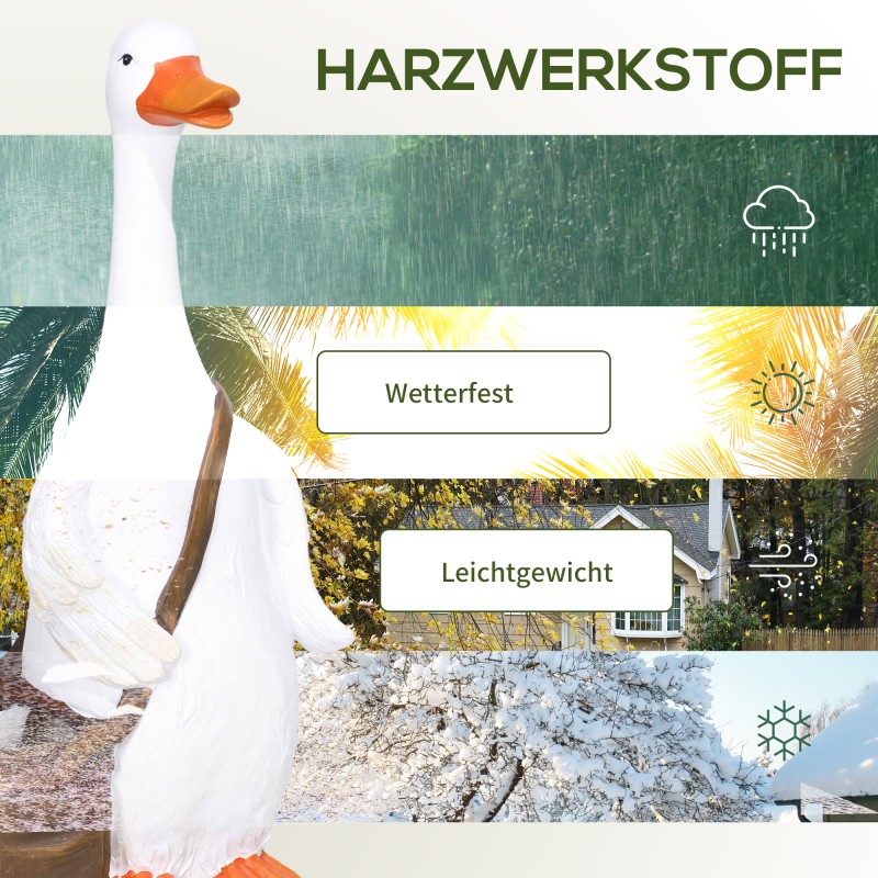 Joutsenkukkaruukku olkalaukulla, säänkestävä hartsi, 32 x 18 x 60 cm, valkoinen/ruskea