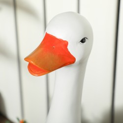 Joutsenkukkaruukku olkalaukulla, säänkestävä hartsi, 32 x 18 x 60 cm, valkoinen/ruskea