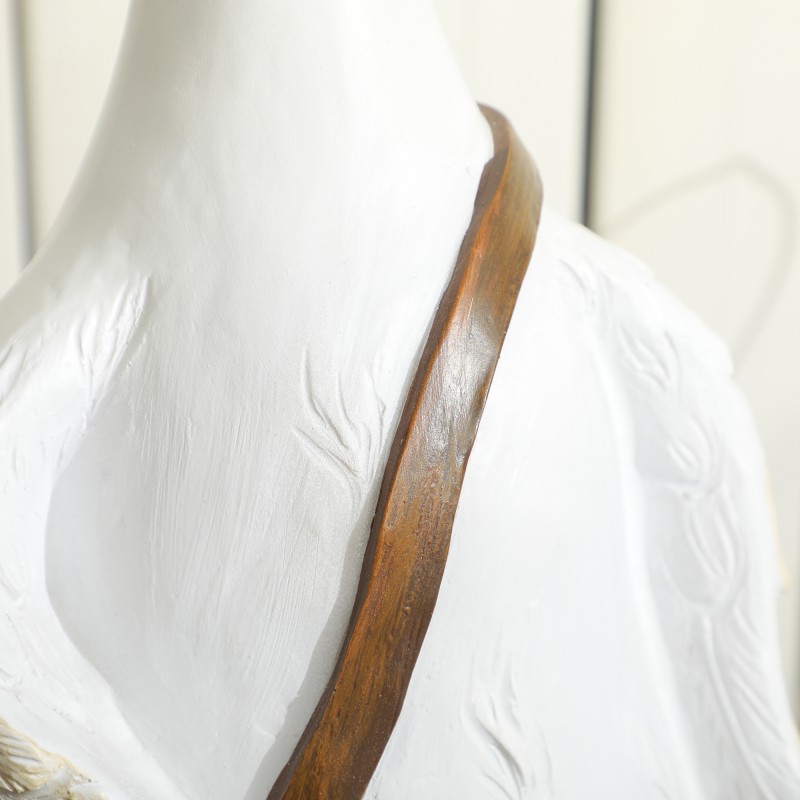 Joutsenkukkaruukku olkalaukulla, säänkestävä hartsi, 32 x 18 x 60 cm, valkoinen/ruskea